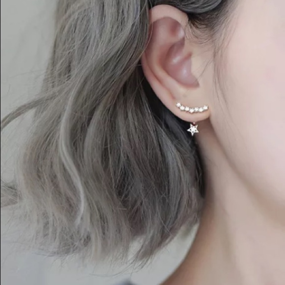 925 STERLING SILVER FLOATING PENDANT STAR EARRINGS